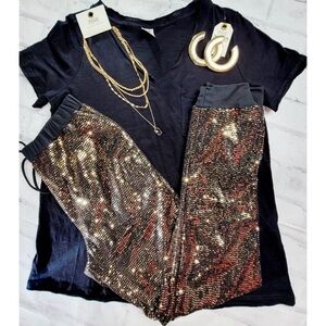 Blumin Apparel Black & Gold sequins Jogger Pants size 3x NWOT